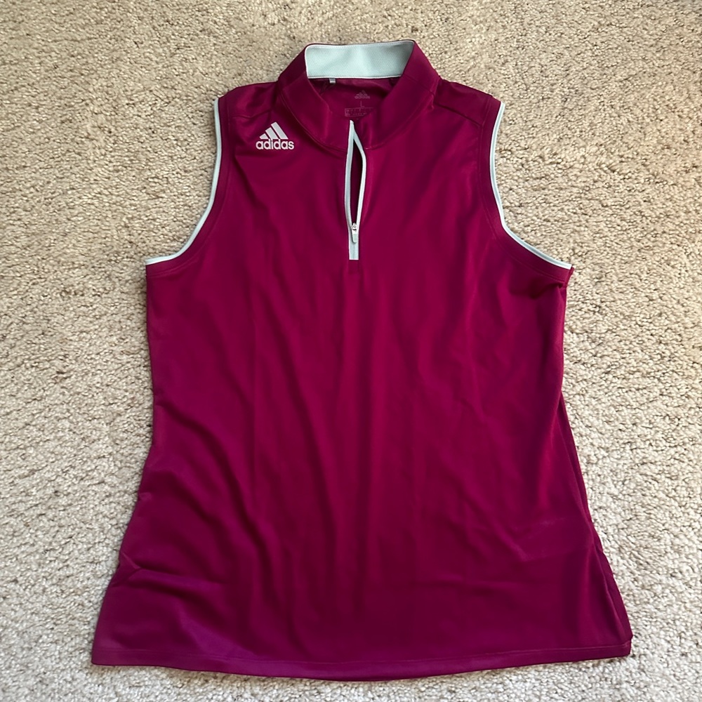 NWT adidas Women's Gradient Zip Sleeveless Polo Shirt sz L (279)